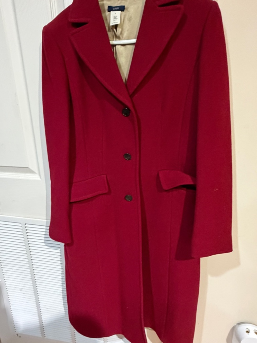 J. Crew Women's Red Single-Breasted Wool Pea Coat